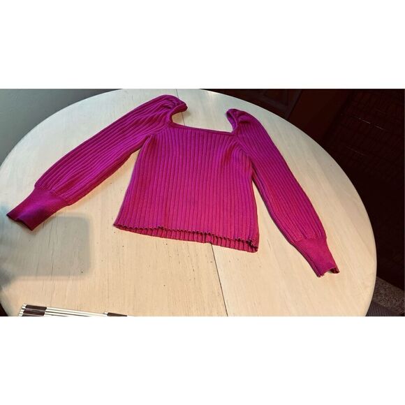 MARC NEW YORK KNIT RIBBED SWEATER PUFF SHOULDER SLEEVE SZ 12 - 14 - Picture 8 of 8